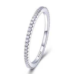 925 Sterling Silver Simulated Diamond Stackable Ring Eternity Band